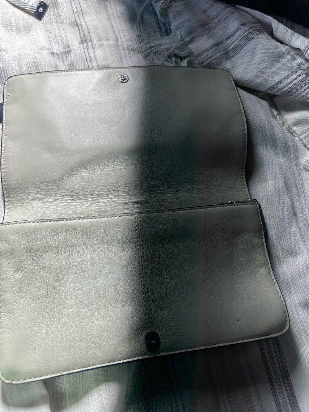 Coach Leather Envelope Wallet Clutch - Light Gray